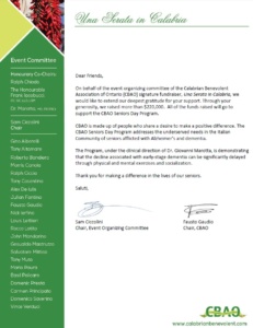 Thank you letter to all supporters